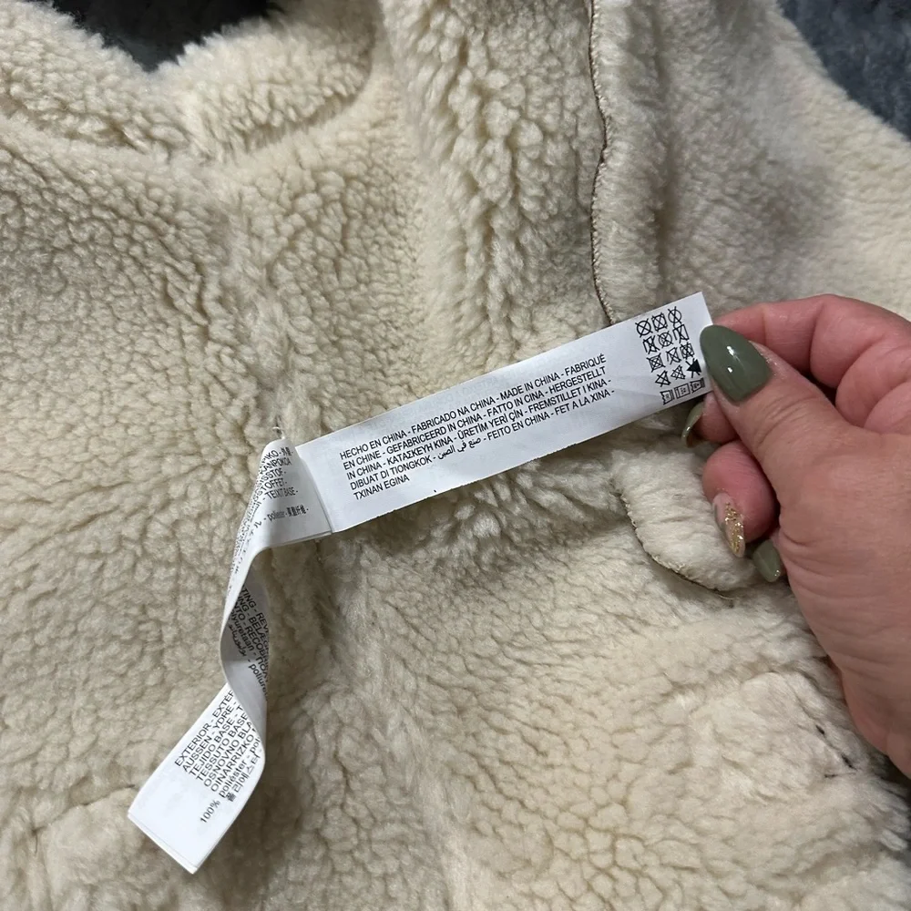 Zara Cream and Brown Shearling Vest - Picture 7 of 8